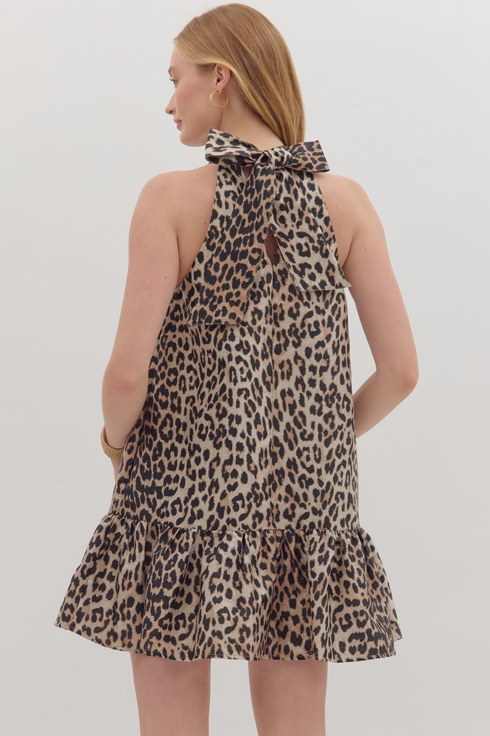 Leopard Print Sleeveless Mini Dress