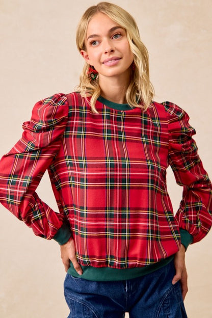 Christmas Plaid Long Sleeve Top