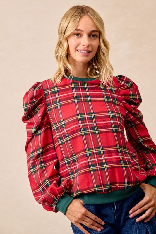 Christmas Plaid Long Sleeve Top