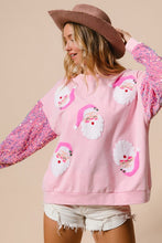 Load image into Gallery viewer, Pink Velvet Sequin Christmas Santa Face Pullover
