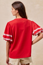 Load image into Gallery viewer, Red &amp; White TOUCH DOWN Top
