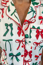 Load image into Gallery viewer, Midnight Christmas Bow Ruffle Pajama Set
