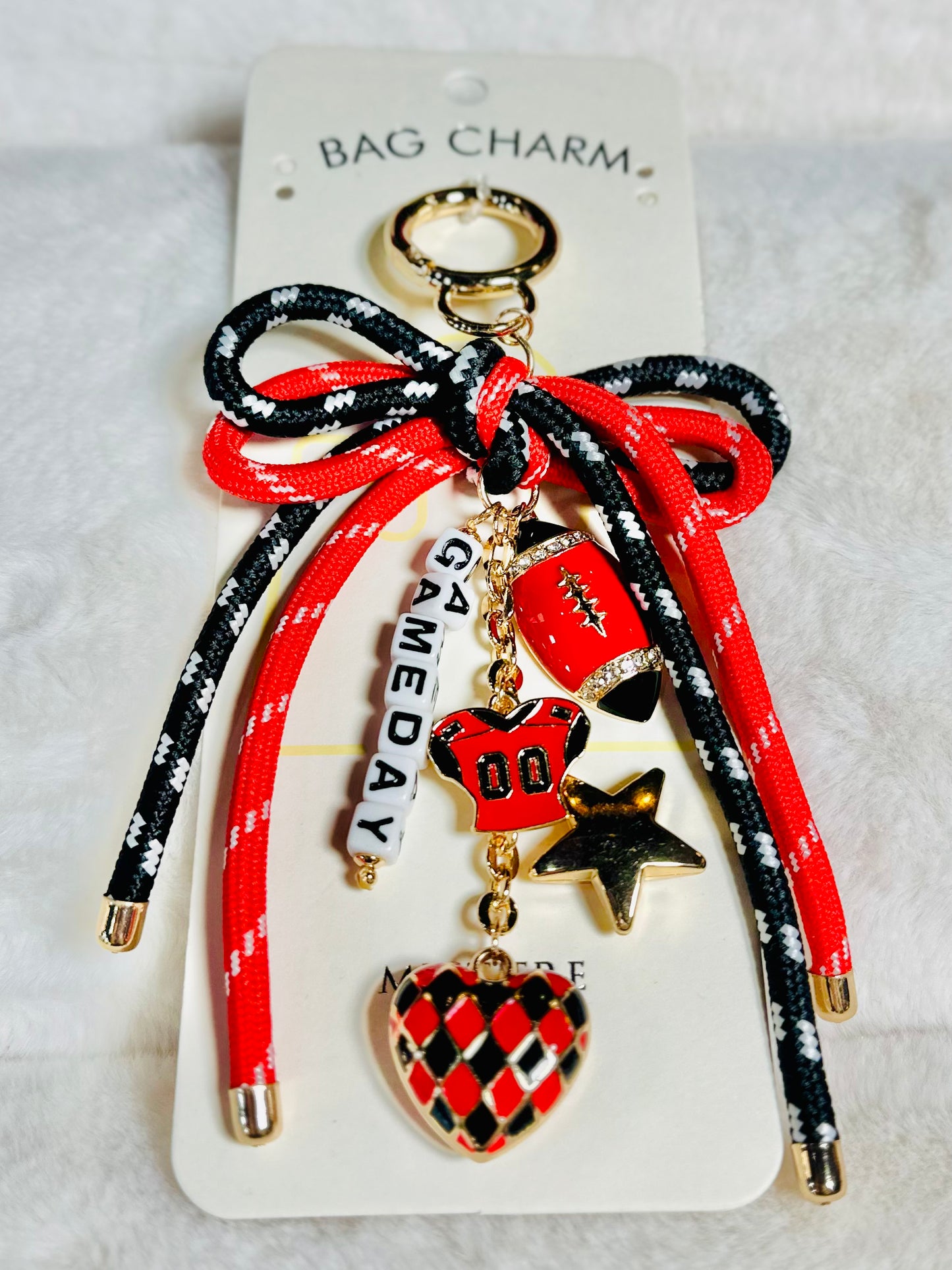 Red & Black GameDay Keychain Bag Charm