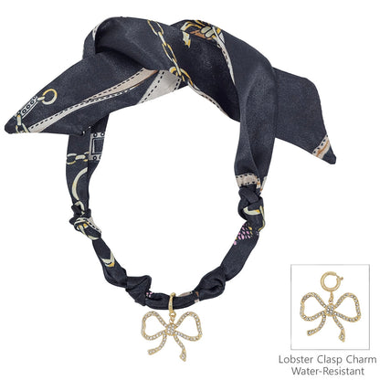 Rhinestone Bow Charm Scarf Necklace