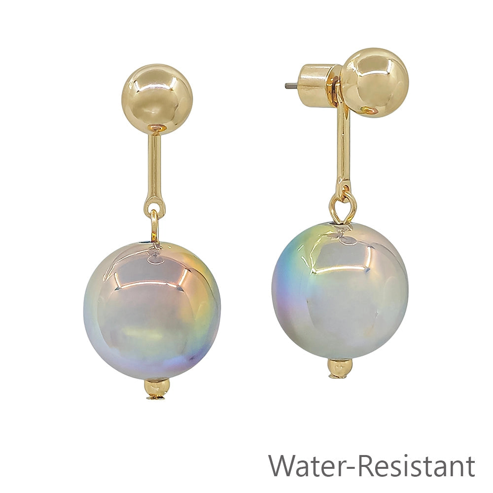 Grey Iridescent Pearl Drop Earrings