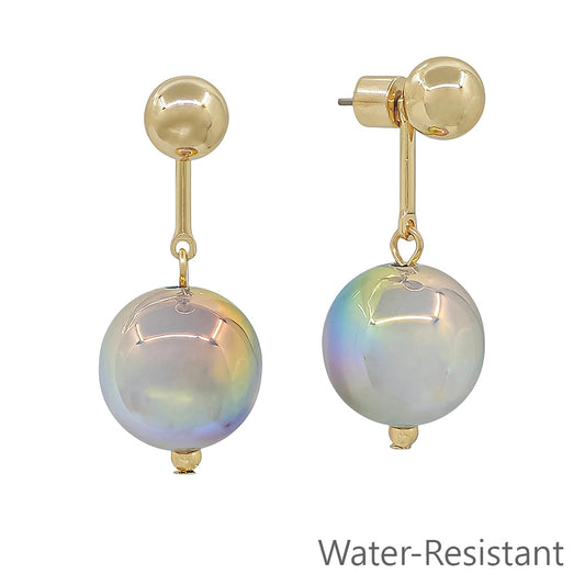 Grey Iridescent Pearl Drop Earrings