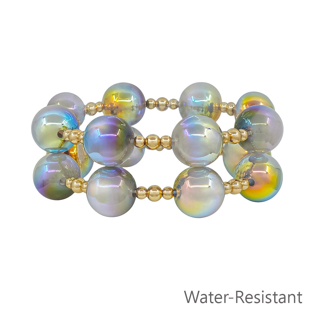 Gray Candy Beaded Stretch Bracelet set