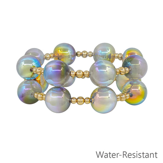 Gray Candy Beaded Stretch Bracelet set