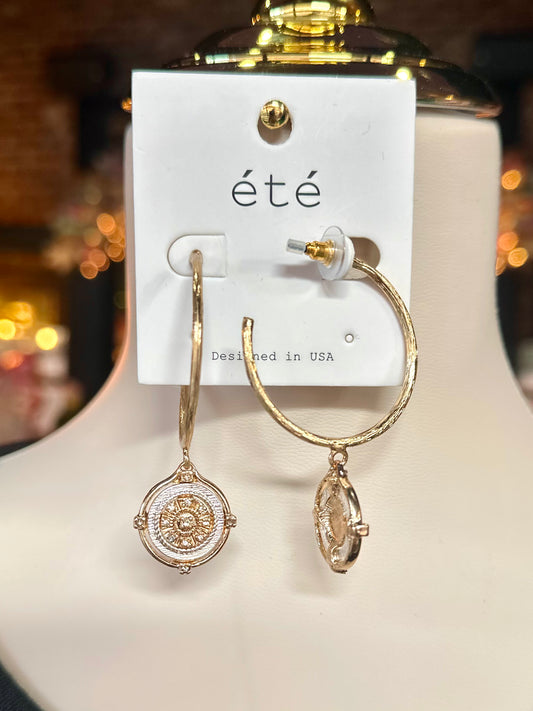 Gold Hoop & Coin Drop Earrings