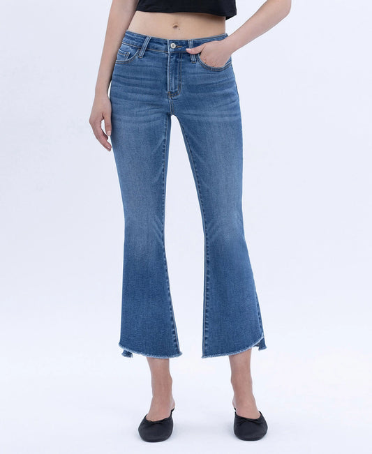 Vervet Raw Step Hem Crop Flare jeans
