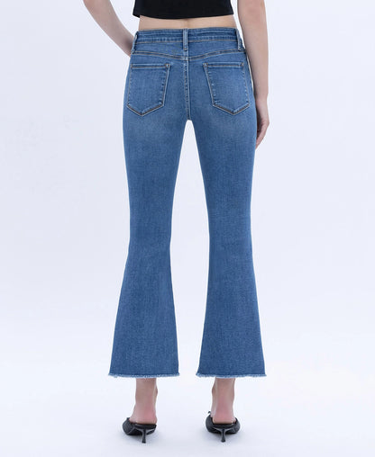 Vervet Raw Step Hem Crop Flare jeans