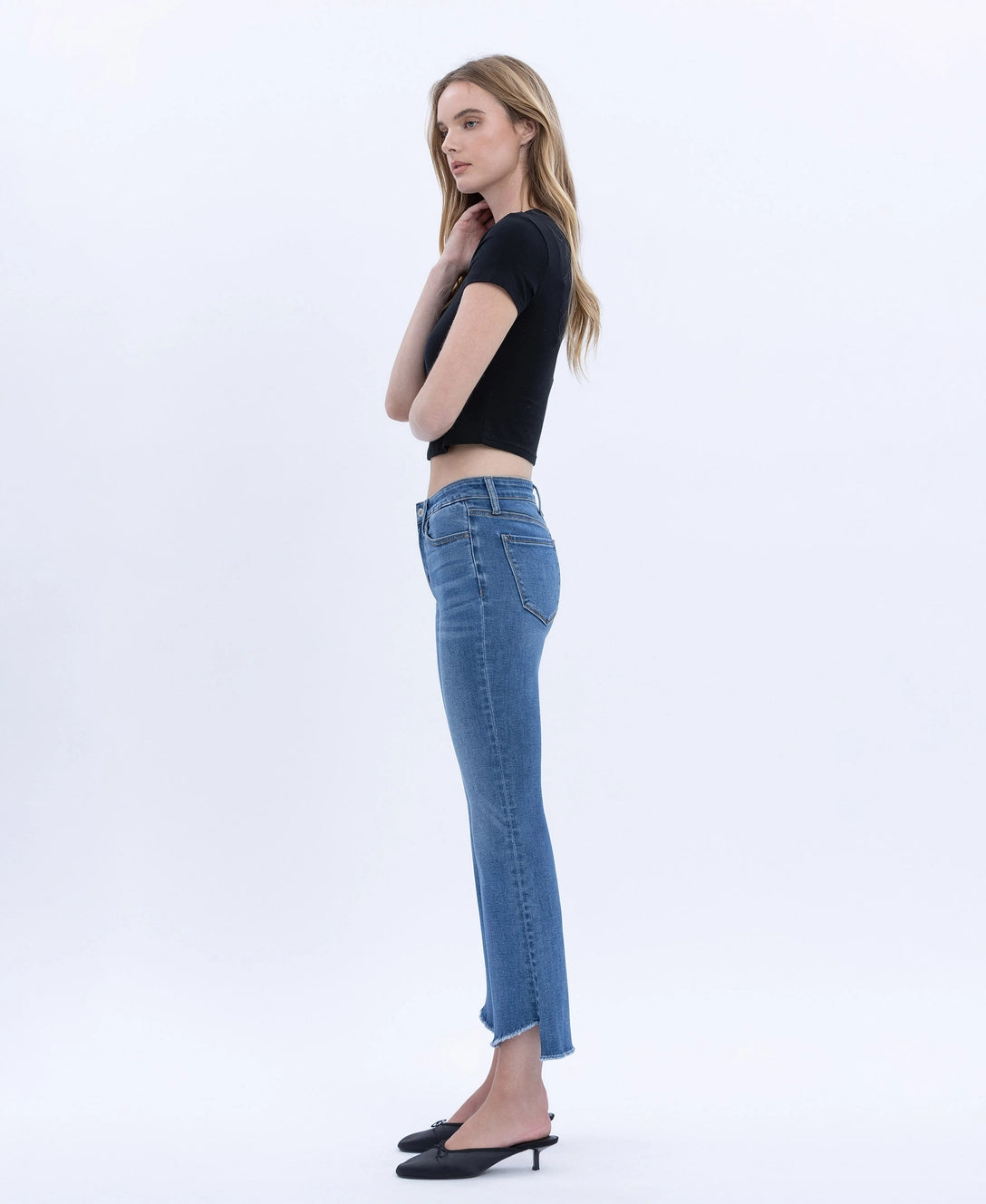 Vervet Raw Step Hem Crop Flare jeans