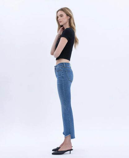 Vervet Raw Step Hem Crop Flare jeans