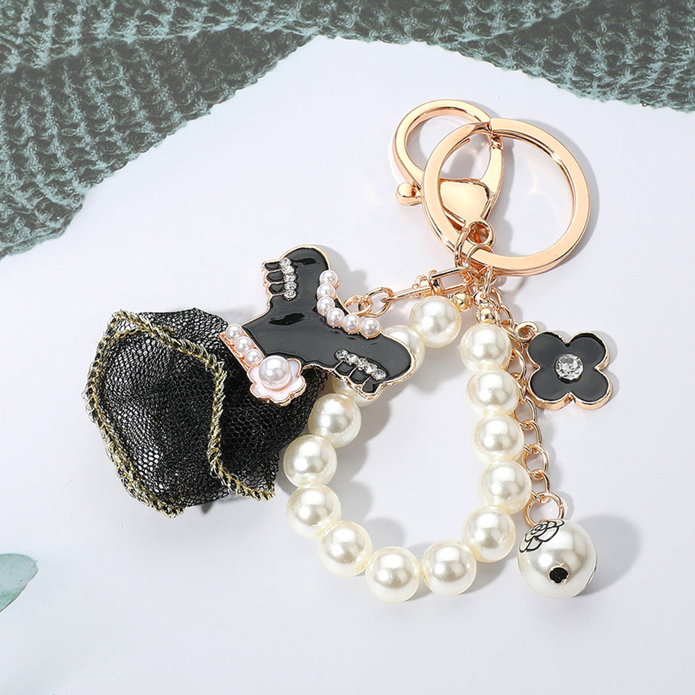 Pearl Embellished Mesh Dress Bag Charm