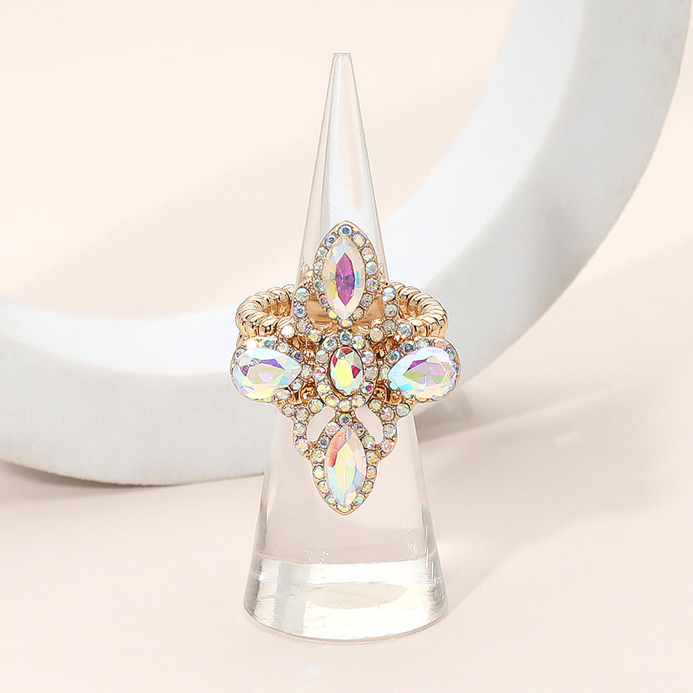 Vintage Floral Marquise Oval Stone Ring