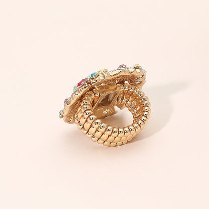 Pearl Center Rhinestone Embellished Blossom Ring