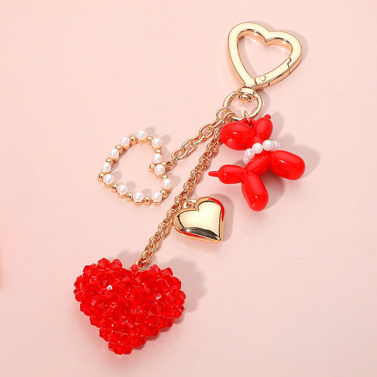 Balloon Dog & Heart Charms Bag Charm