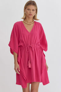 Hot Pink V-Neck Mini Dress