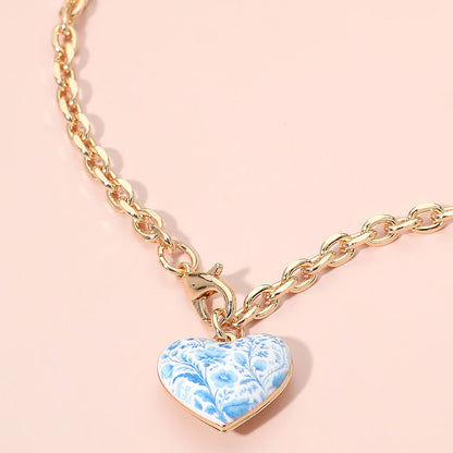 Floral Heart Charm Pendant Necklace