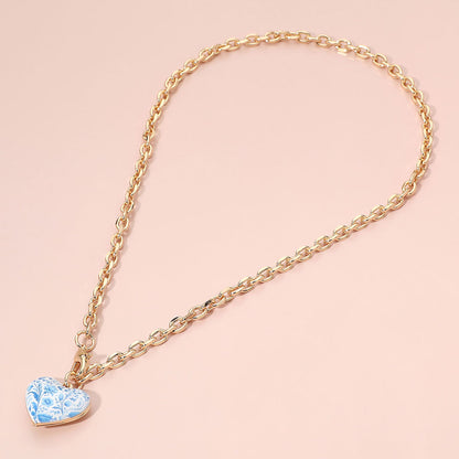 Floral Heart Charm Pendant Necklace