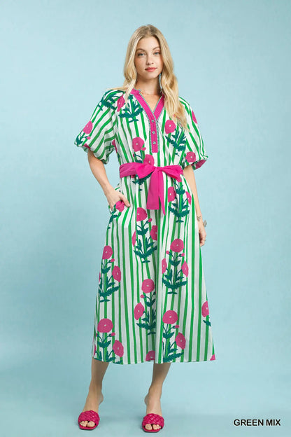 Garden Party Stripe Maxi Dress