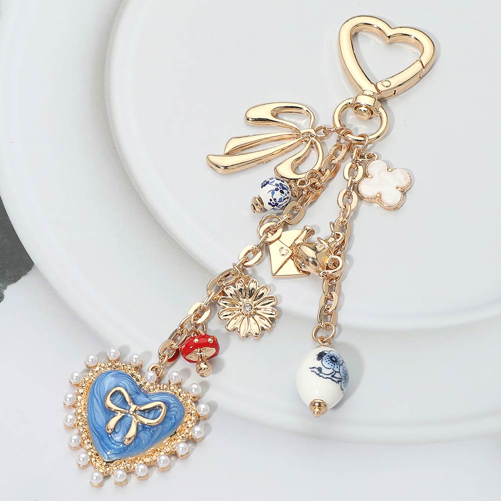 Bow Heart Multi Charm Drop Bag Charm