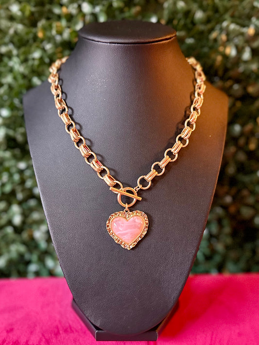 Vintage Framed Heart Pendant Necklace