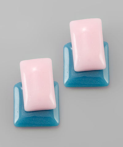 Pink & Blue Acrylic Geometric Earrings