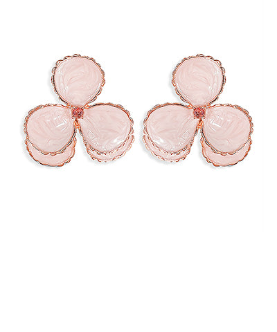 Rose Pink Flower Earrings