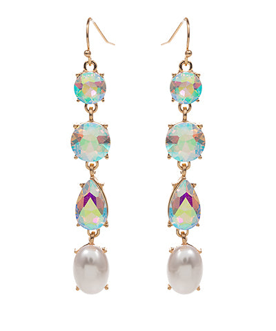 Multi Jewel & Pearl Drop Earrings
