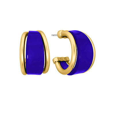 Royal Blue & Gold Trim Hoops