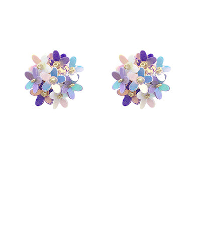 Lavender Sequin Flower Earrings