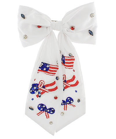 USA Beaded Bow Barrette