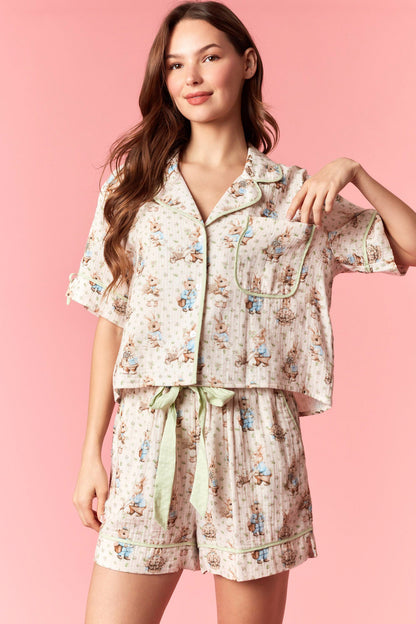 Bunny Print Pajama Set