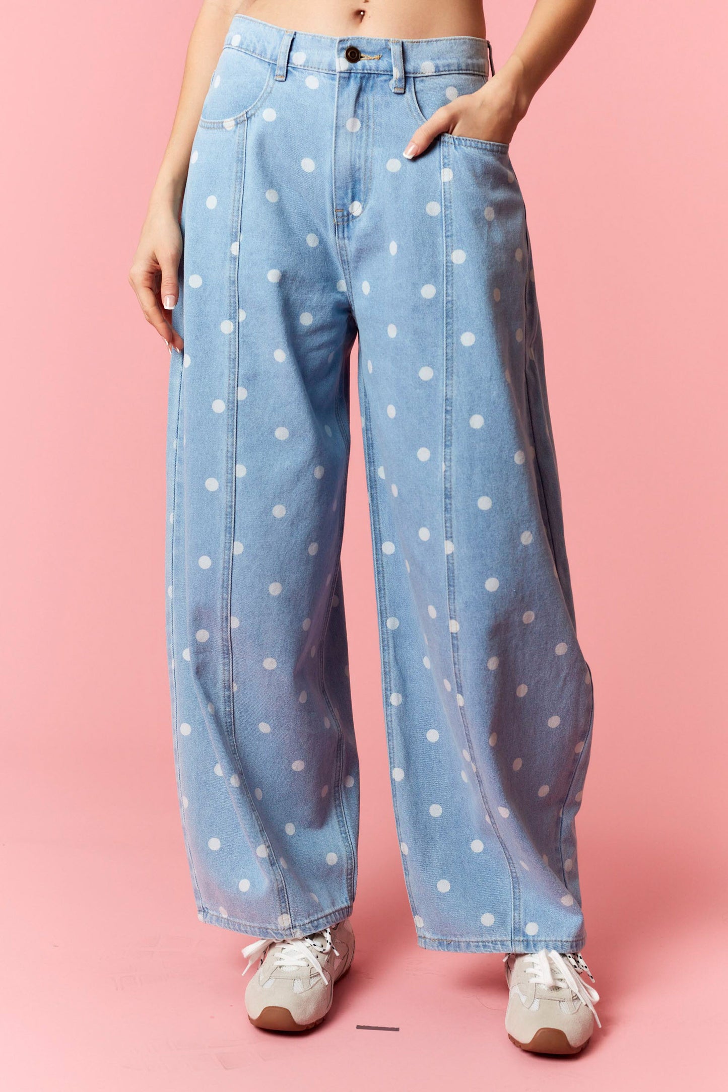 Polka Dot Wide Barrel Jeans