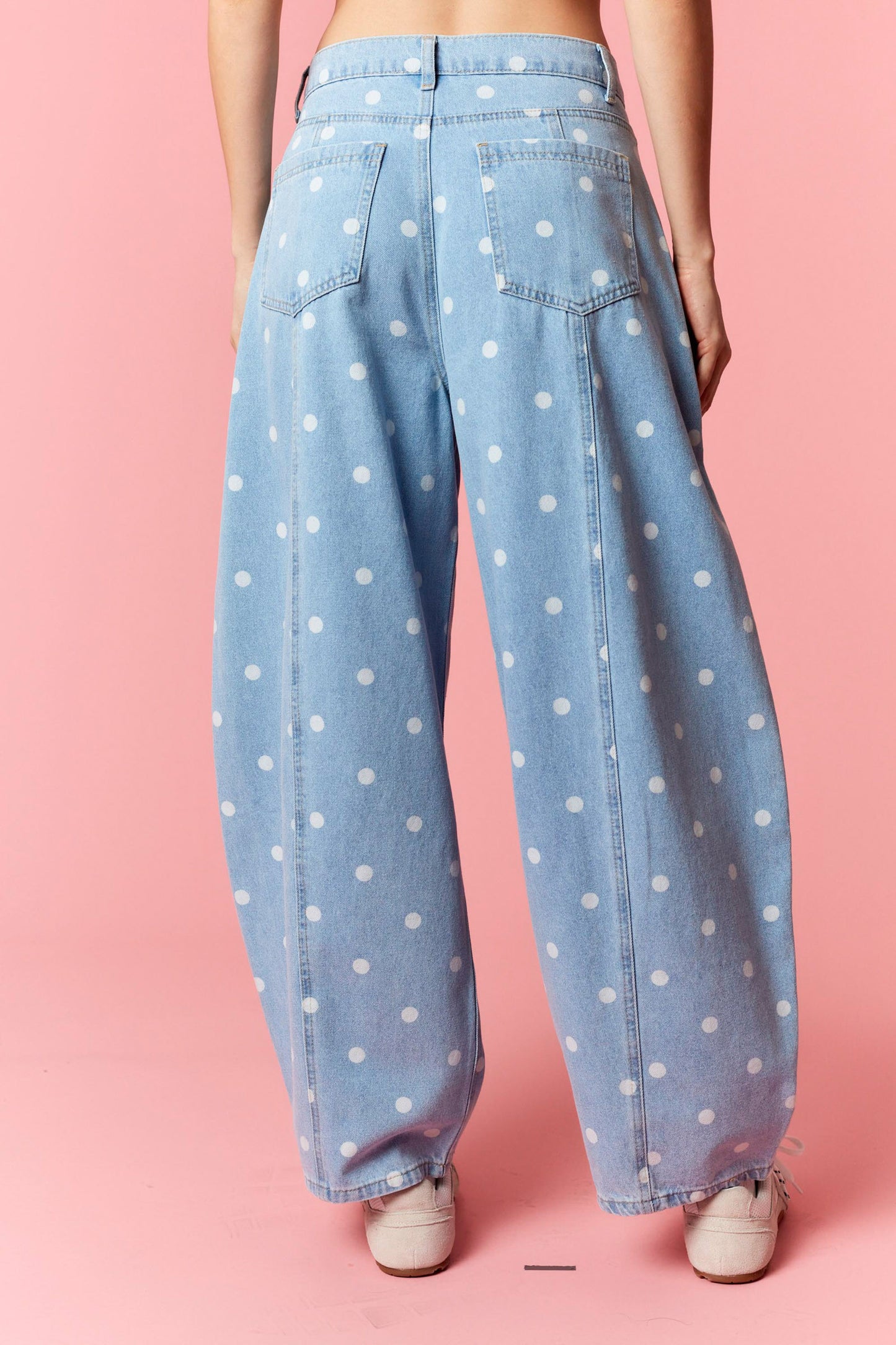 Polka Dot Wide Barrel Jeans