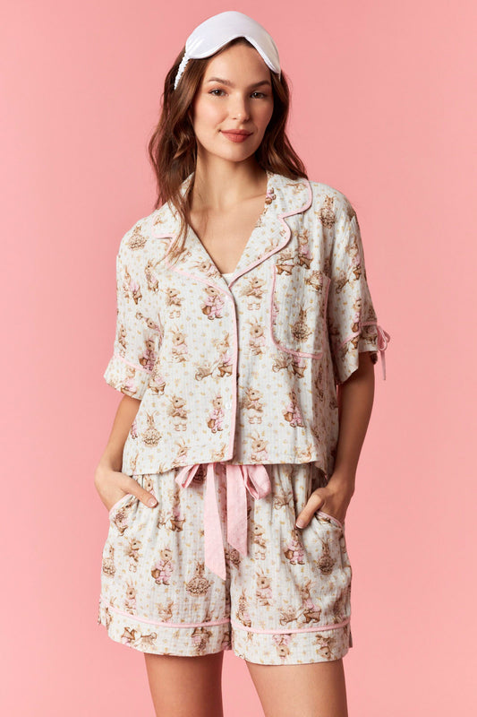 Bunny Print Pajama Set
