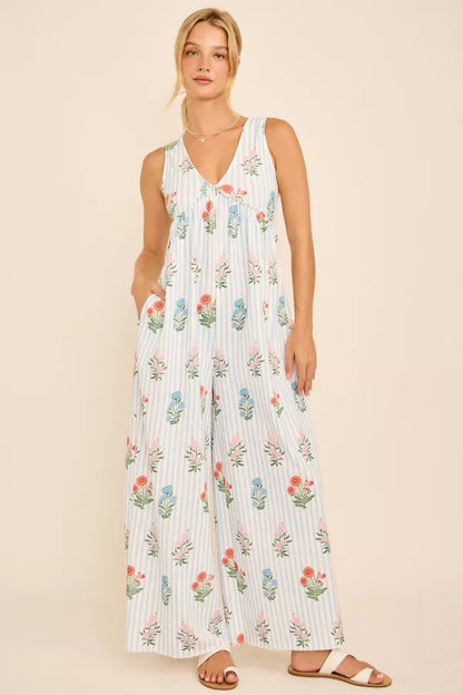 Seaside Bloom Backless Jumpsuit