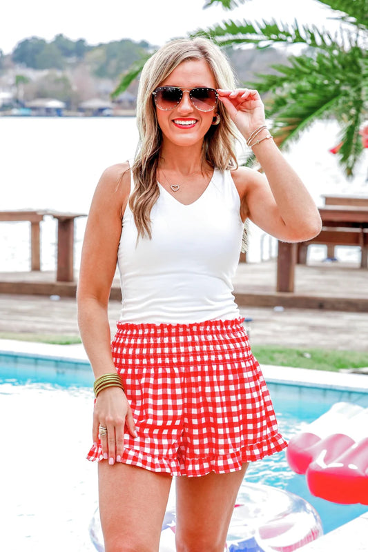 Red Gingham Sunny Strolls Shorts