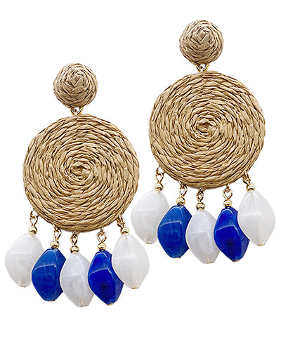 Raffia & Stone Dangle Earrings