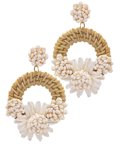Rattan & Raffia Flower Earrings
