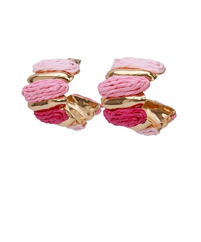 Tricolor Pink Raffia Hoops