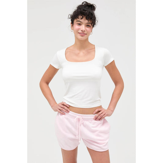 Off White Square Neck Top