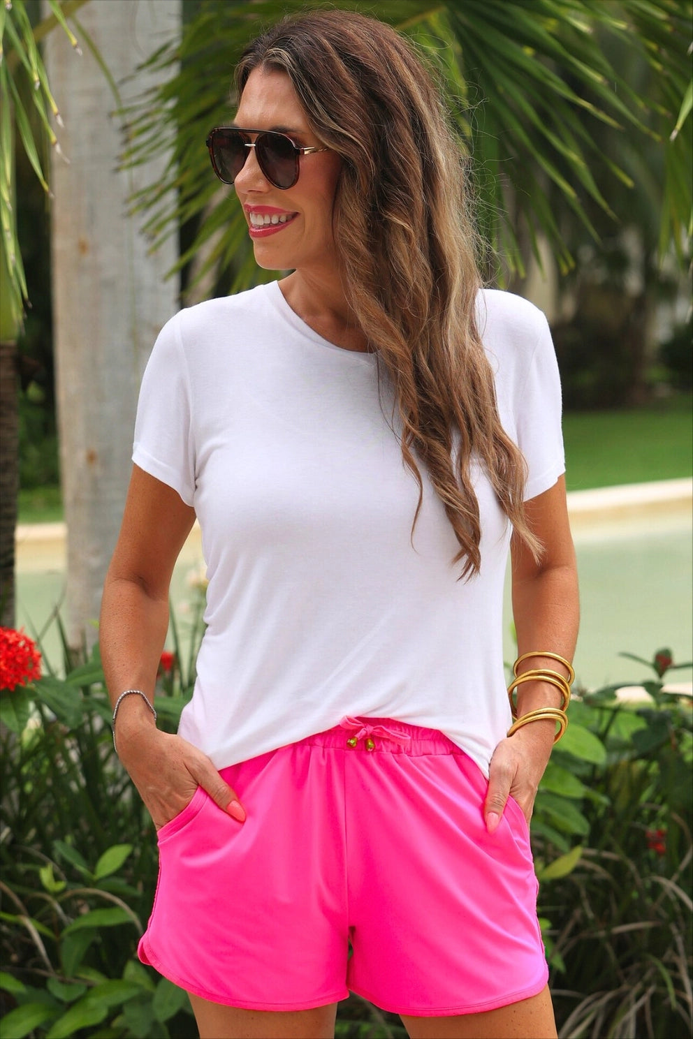 Solid Neon Pink Shorts