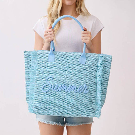 Blue SUMMER Beach Tote Bag