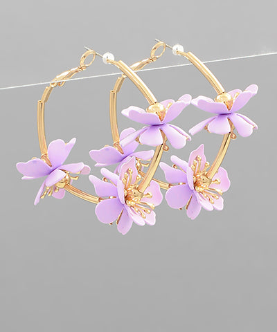 Lavender Flower Hoops
