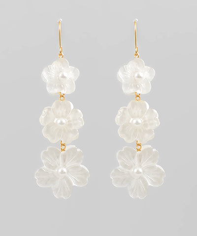 Pearl Flower Drop Earrings