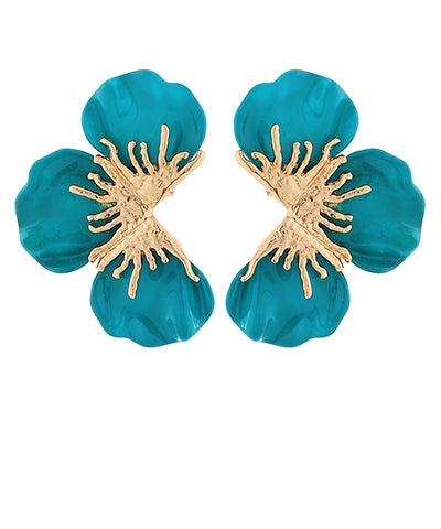 Teal & Gold Petal Earrings