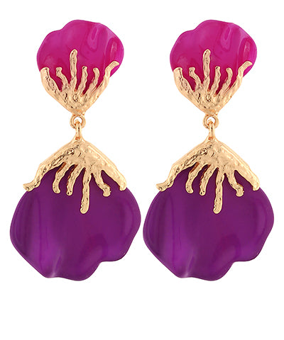 Pink & Purple Petal Drop Earrings