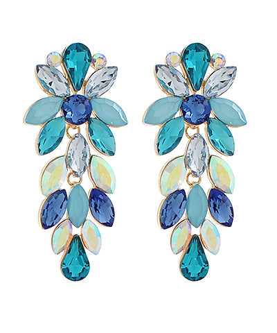 Blue Jeweled Multi Teardrop Earrings
